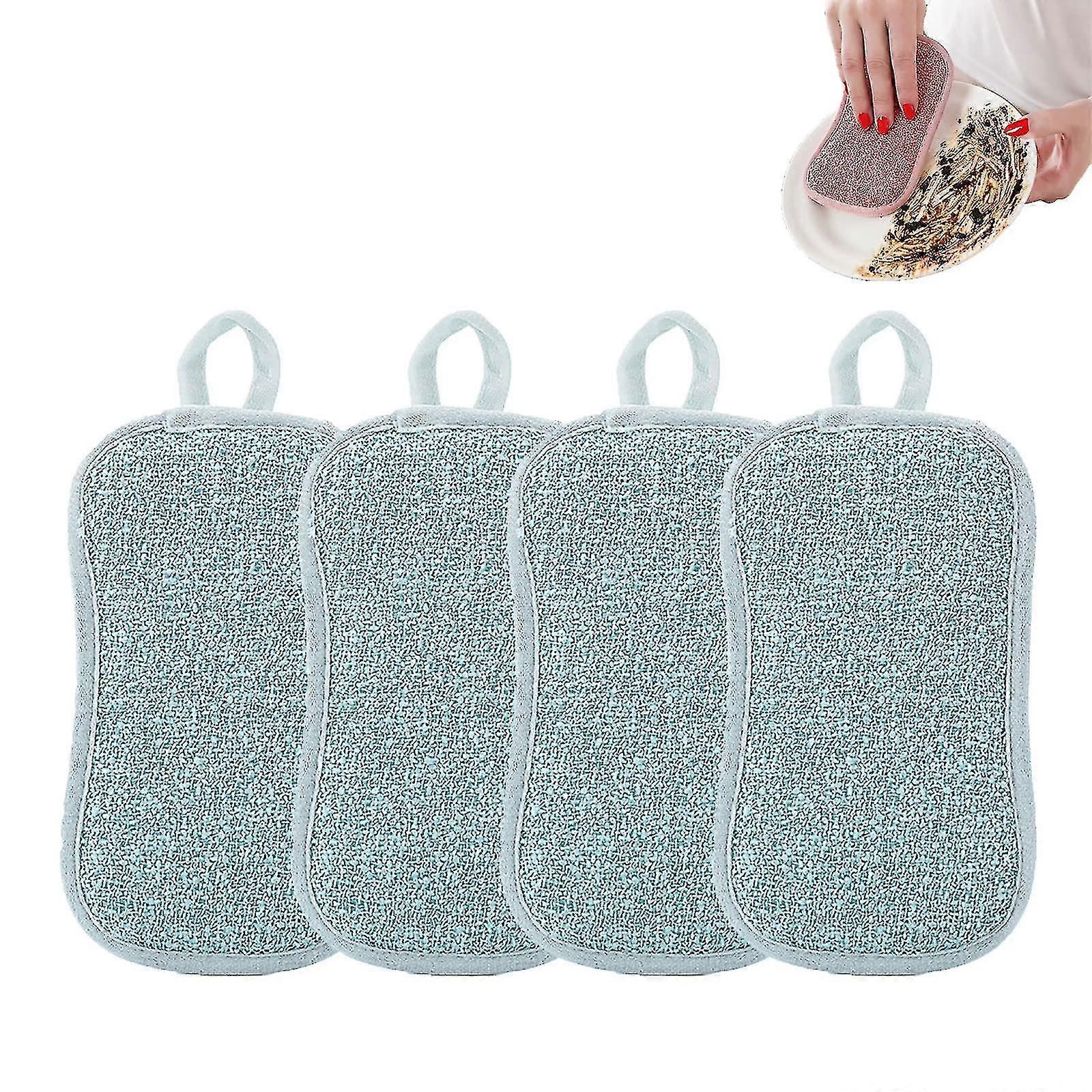 Double Sided Kitchen Cleaning Magic Sponge, Non-scratch Microfiber Sponge, Reusable Scouring Pad