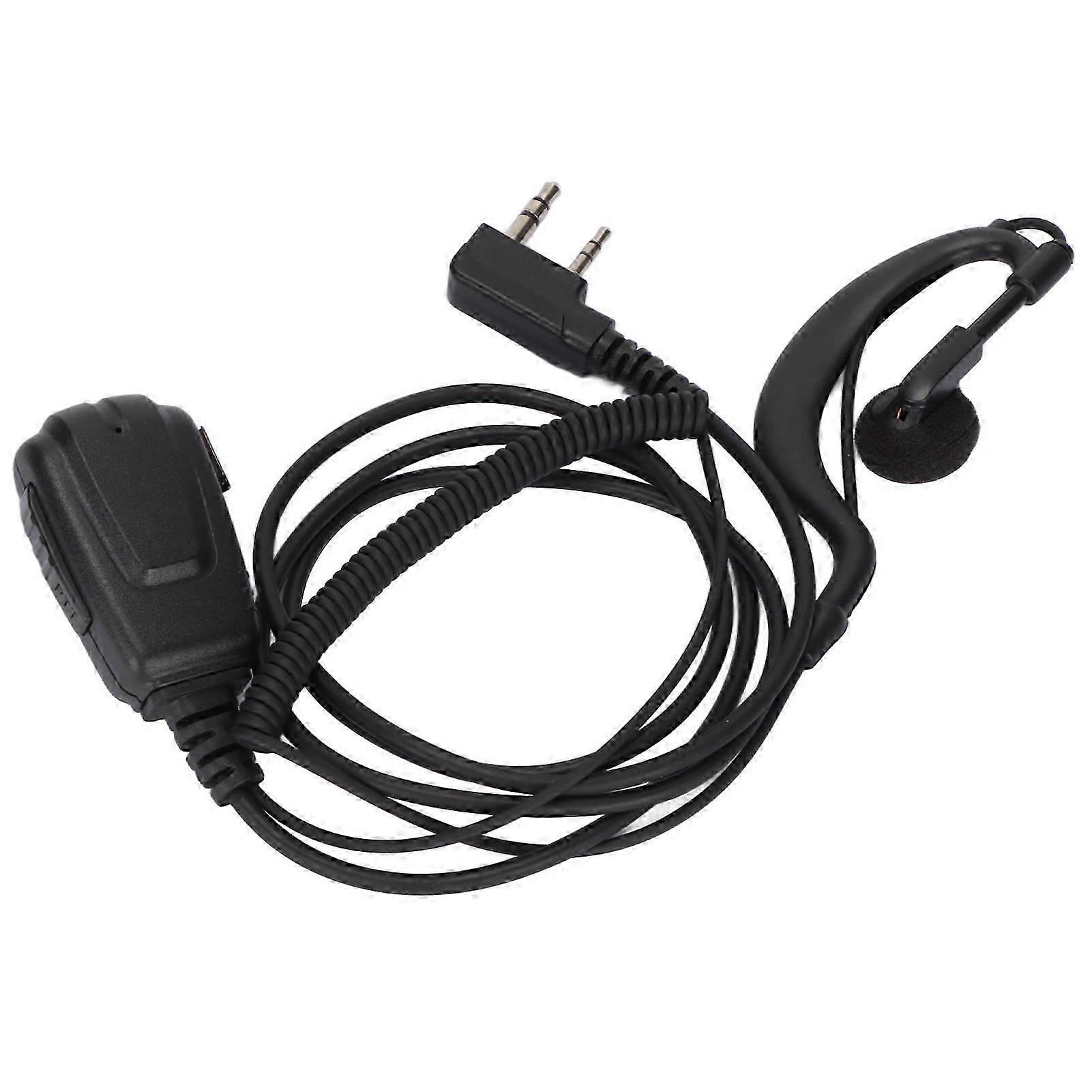 Walkie Talkie Earpiece 2 Pin Plug Clear Sound Coiled Wire 2 Way Radio Earphone with PTT Mic for Kenwood