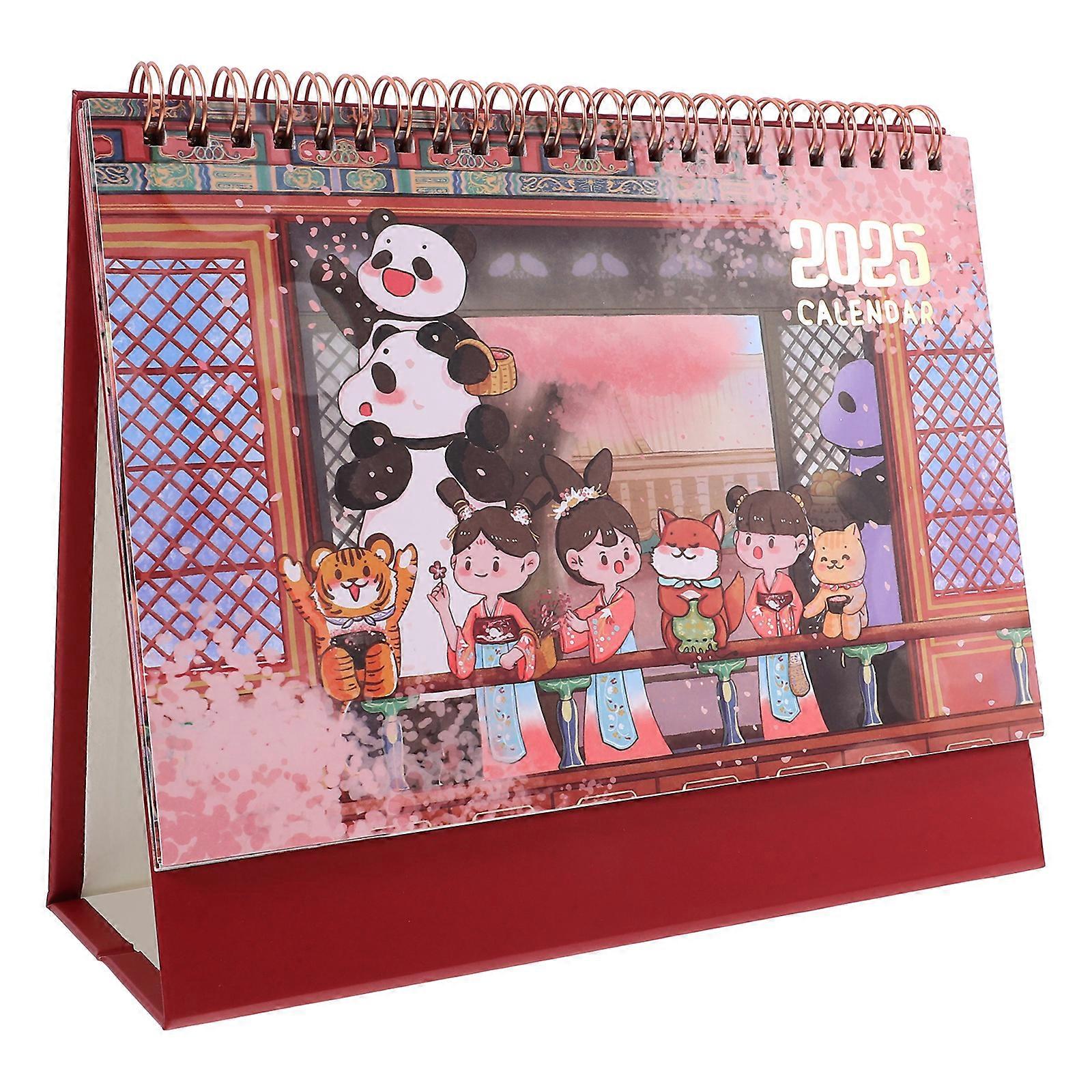 2025 Chinese New Year Desk Calendar - 18-month Standing Flip Calendar Desk Calendars Jul. 2024 - Dec. 2025 Flip Calendar Desktop Standing Calendar Tab