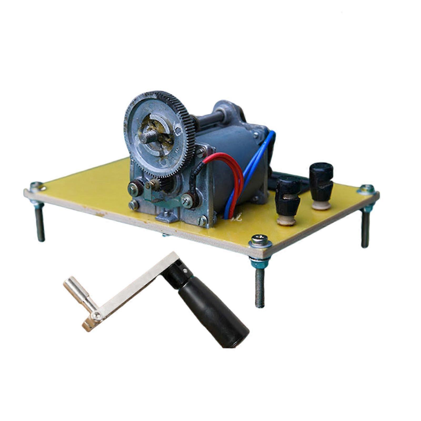 Vintage Hand Crank Generator With Bracket Voltage Display Meter For Experimentx