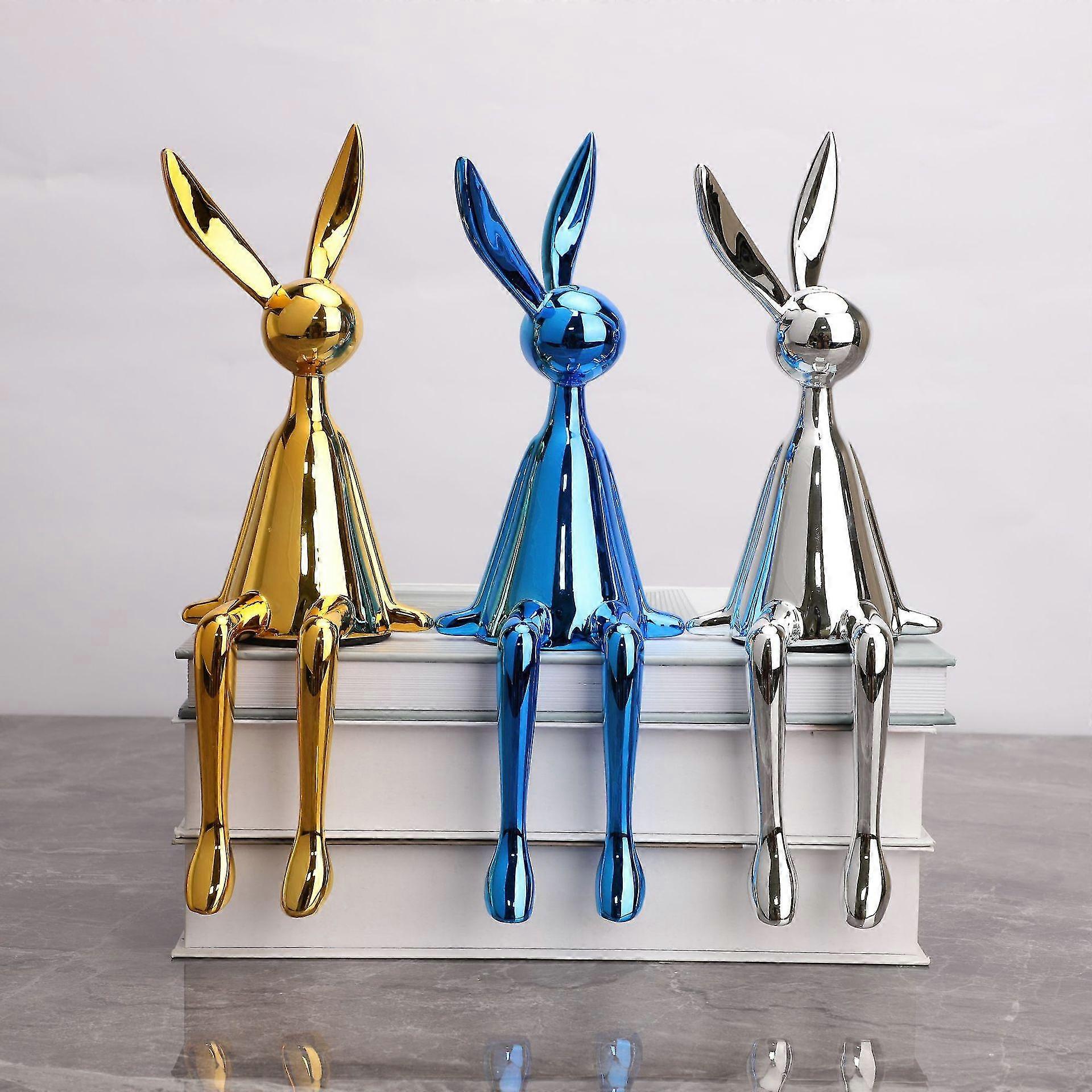 Electroplated sitting rabbit ornaments living room model room TV ...