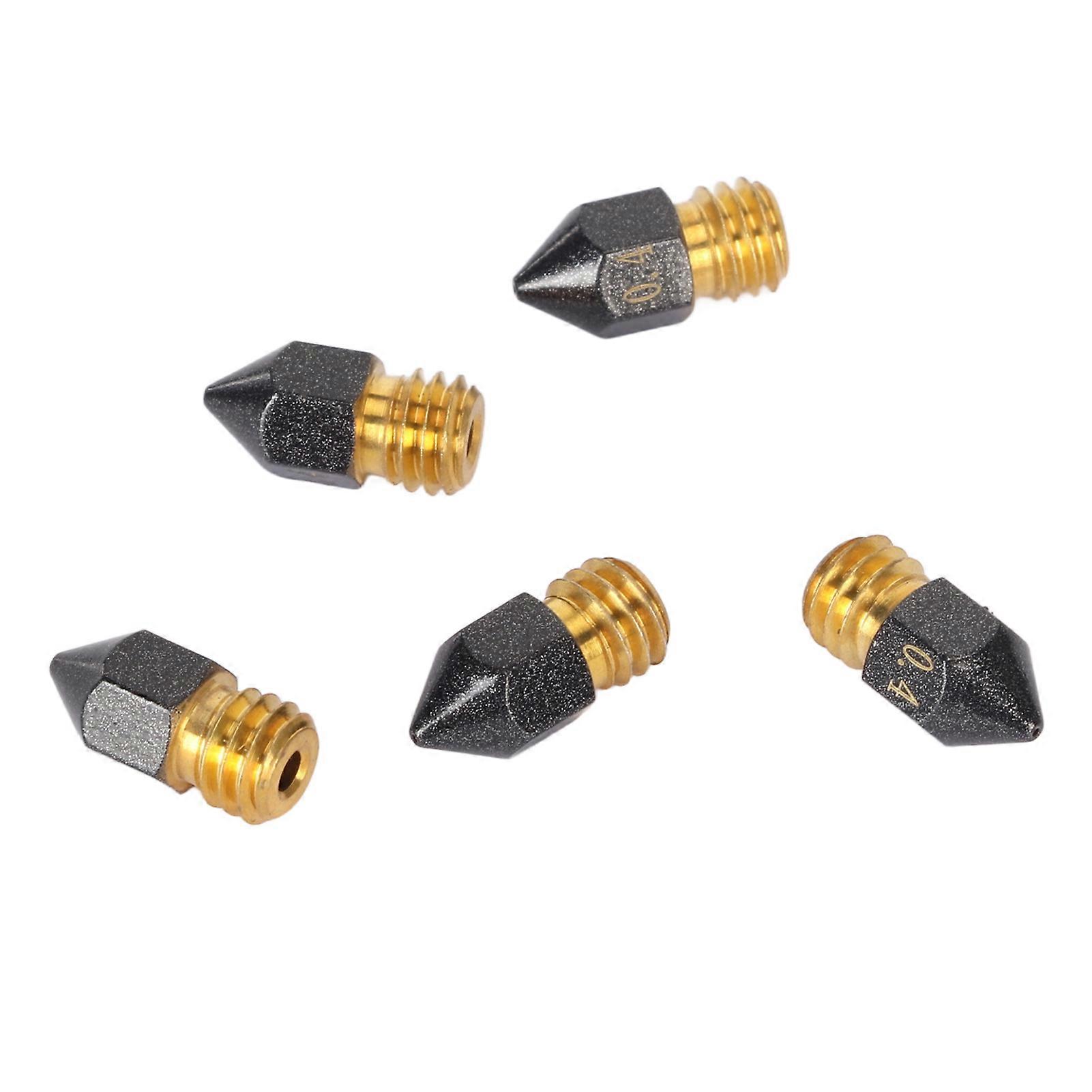 5Pcs PTFE Coated Nozzle 0.4mm Anti Stringing Hardened Smoothing 3D Printer Extruder Tips for Ender 3 Pro V2 CR 10 S4 S5