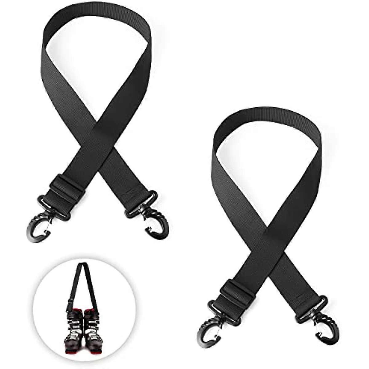 2pcs Ski Boot Carrier Strap with 360 Degree Buckle, Adjustable Ski Carrier Straps Ski Shoulder Strap for Skiing Accessories for Adults Teens Skiing Wi