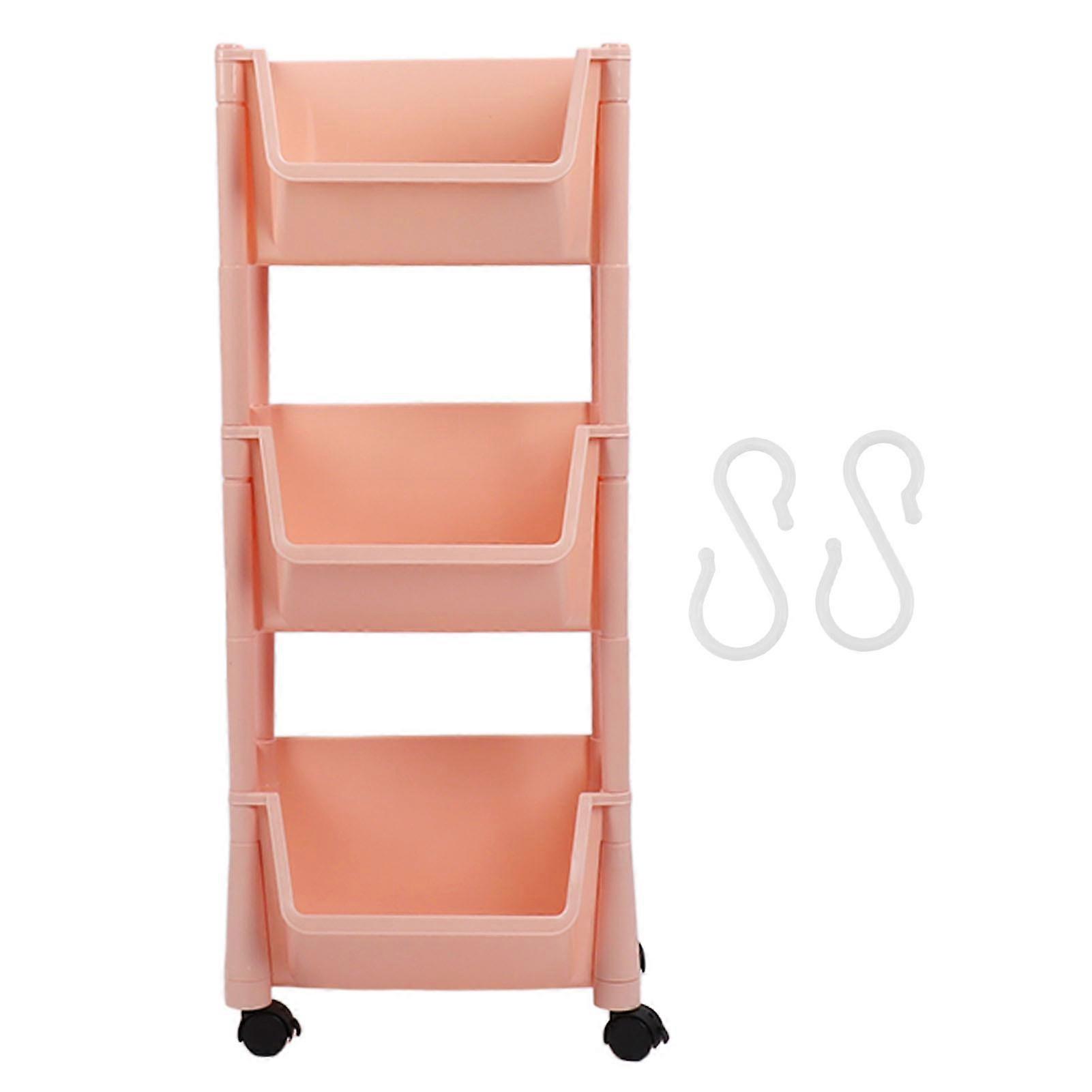 Compact Rolling Storage Organizer Large Capacity Mobile Utility Cart Movable Storage Book Shelf with Lockable Wheels