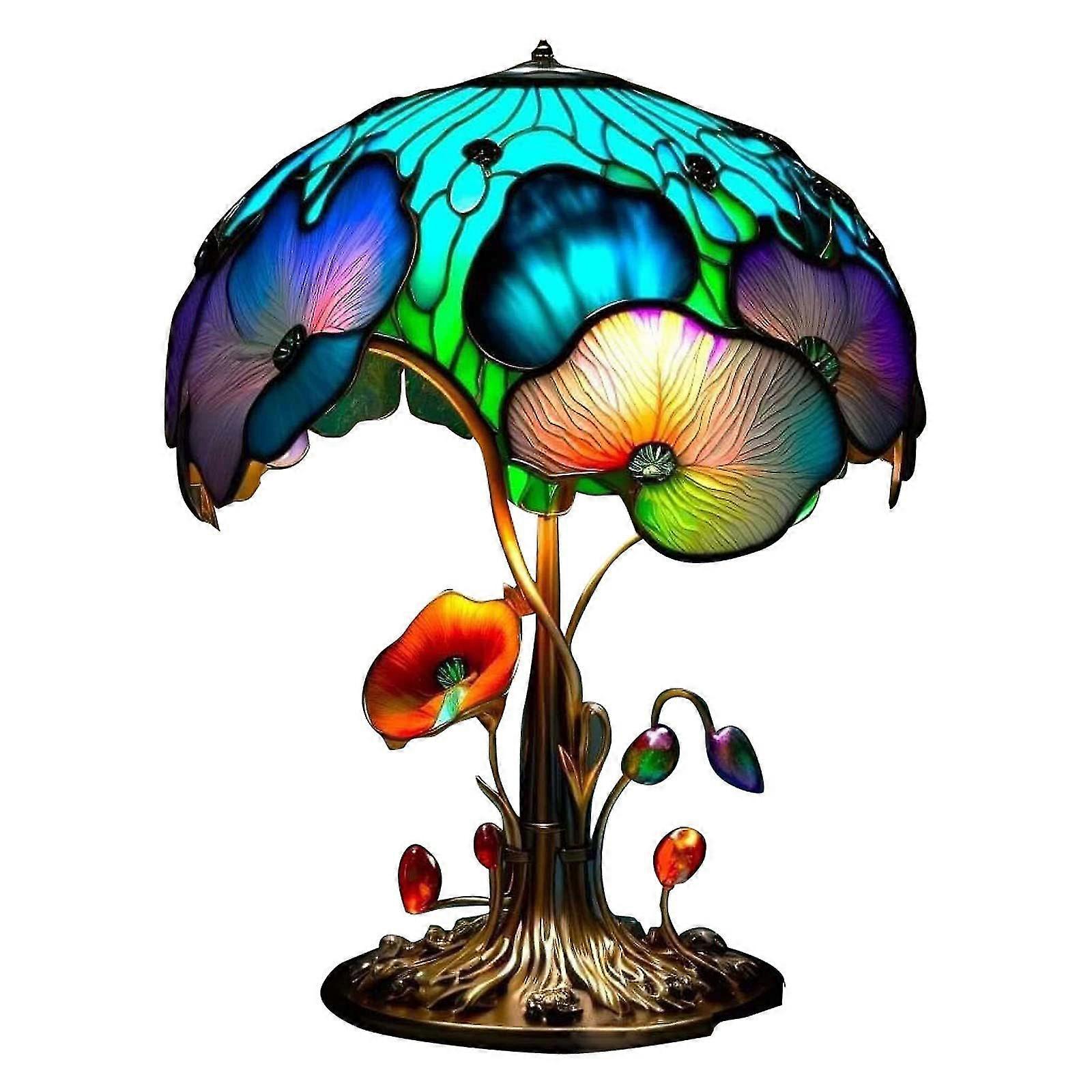 سلسلة مصباح الطاولة من مصانع الزجاج الملون ، مصابيح مكتبية زجاجية ملونة مصنوعة يدويا ، ديكور مصباح طاولة عتيق