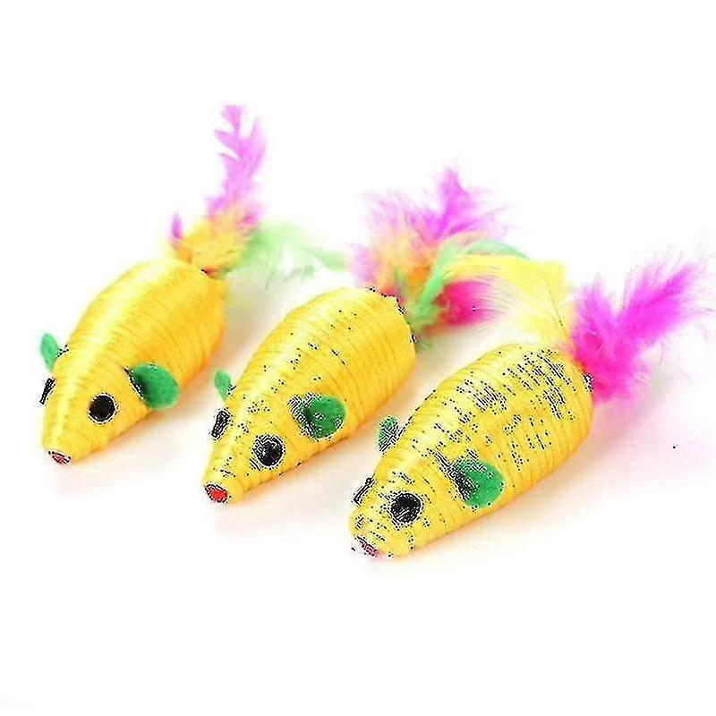 3 Pcs Cat Dog Pets Toys Pet Rope Mouse Chew Toy Dog Cat Clean Teeth Training Tool(feather Tail)