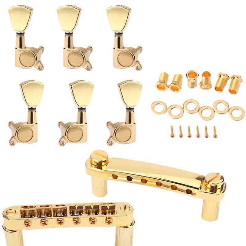 Et sett Gold String Saddle Tune-O-Bridge & Tailpiece For GB Lp Style elektrisk gitar