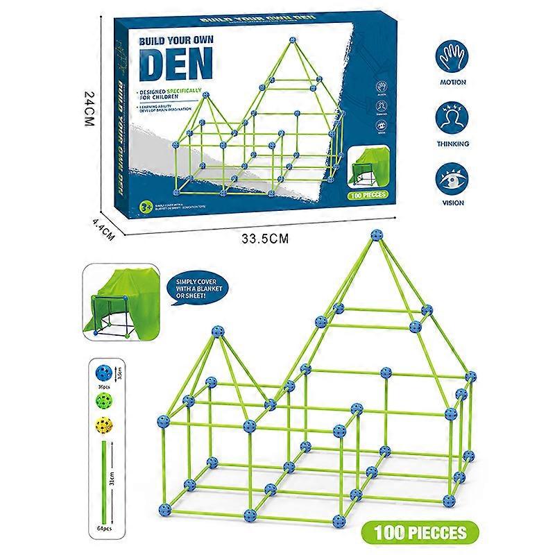 Børn Fort Building Slotte Tunneler Telte Kit 3d Glød i mørket (lysende stjernehimmel 100stk)