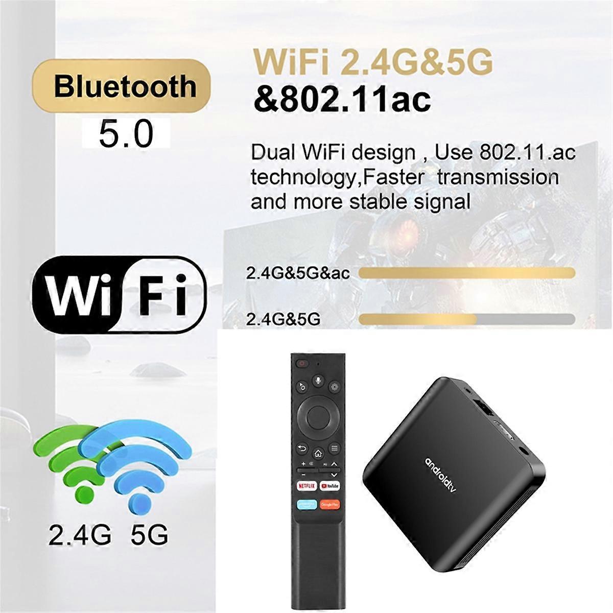 TV98 ATV Plus Smart TV Box Android 14 Allwinner H313 2.4G / 5G Dual WiFi BT 8K HD Media Player Set T