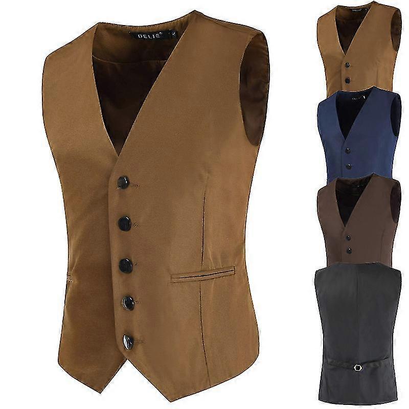 Mænds slanke pasformsdragt afslappet ensfarvet vest