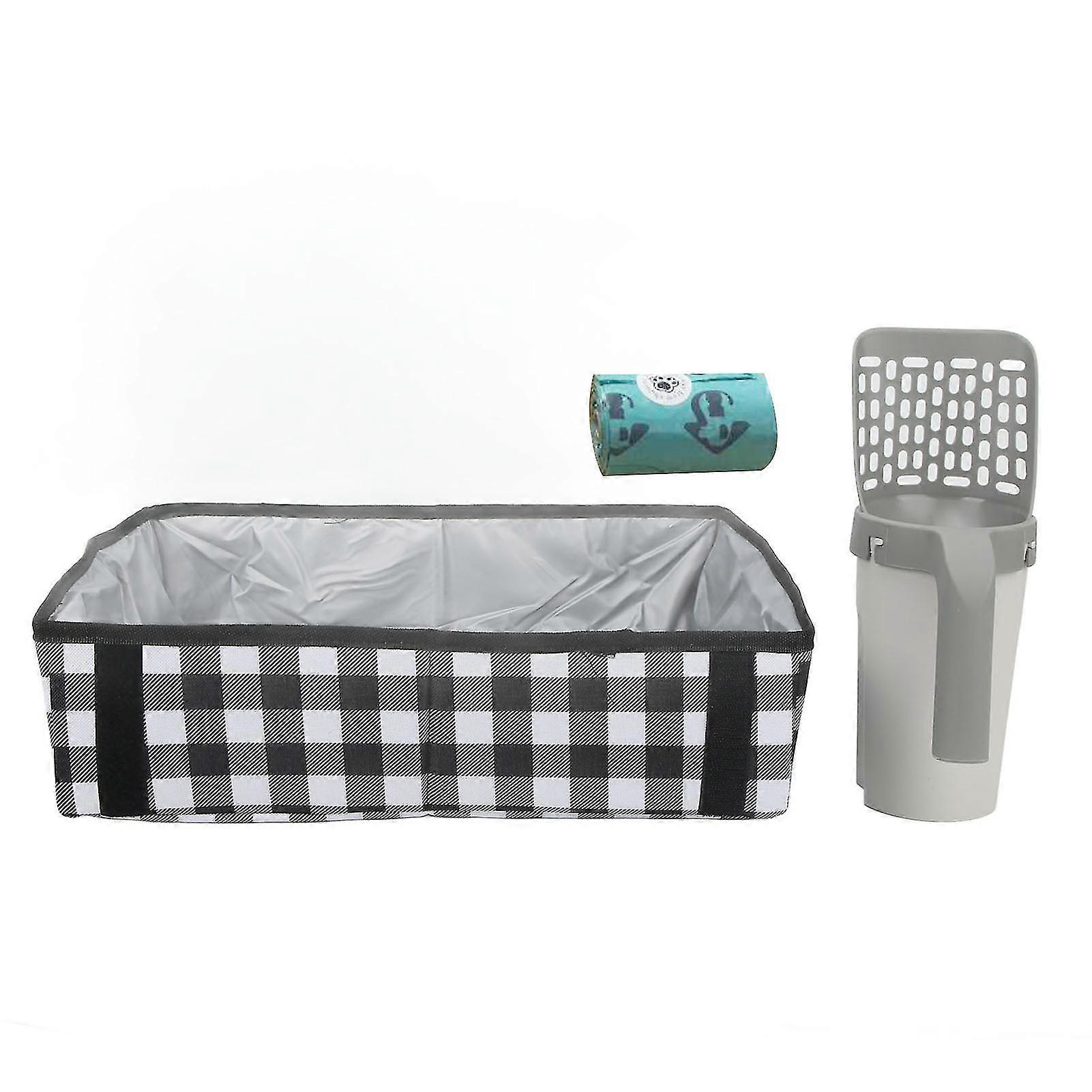 Large Capacity Detachable Deep Cat Litter Shovel and Tray - Hygienic Waterproof Integrated Scoop Tray with Bags