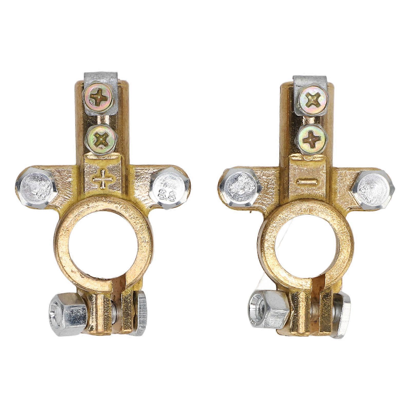 BOROCO 1 Pair Brass Battery Terminal Connectors Positive Negative Battery Terminals Clamp Set for Marine Car Boat RV Vehicles