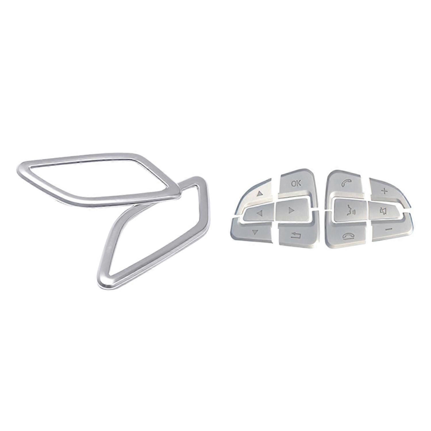 Abs Chrome Dashboard Air Conditioning Vent Trim Stickers with Car Steering Wheel Button Cover Trim