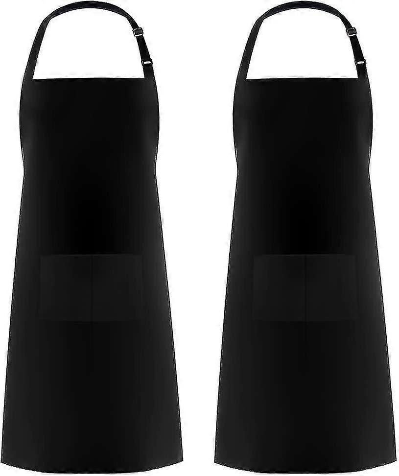 2pcs Adjustable Bib Apron Waterproof, With 2 Pockets Cooking Kitchen Apron
