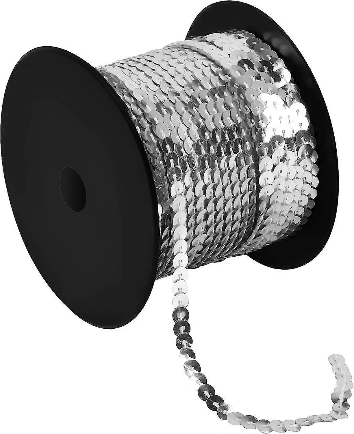 100 Yards Flat Sequin Trim, 6mm Round Sequins String for DIY Sewing Crafts