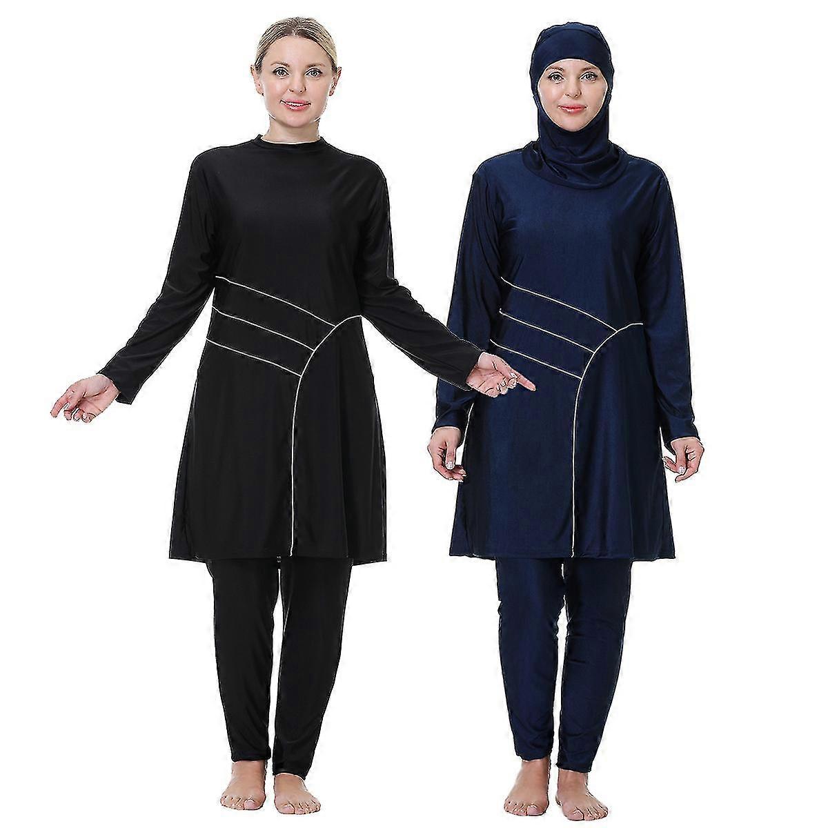 المرأة بدلة السباحة 3xl-8xl خليط مسلم كامل الغطاء Tankinis 3 قطع الحجاب الأكمام الطويلة الرياضة ملابس السباحة ارتداء البوركيني الإسلامي
