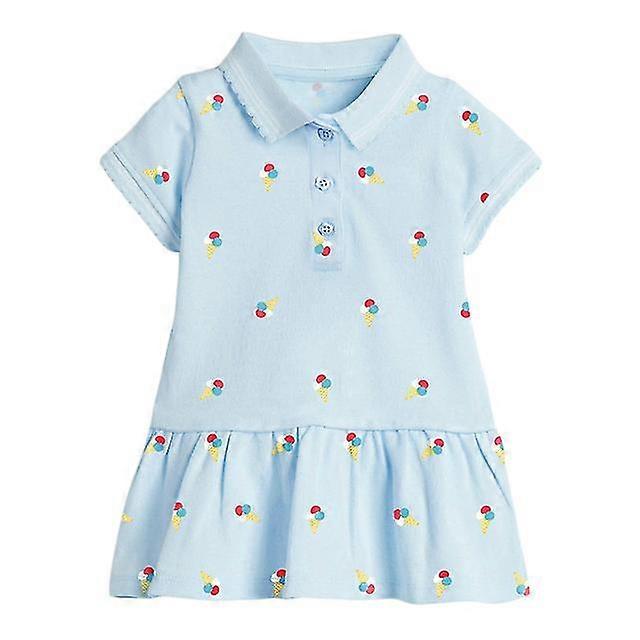 2022 Kızlar Yaz Pamuklu Elbise Günlük Pembe Gökkuşağı Güzel Prenses Elbise 2-7 Yıl