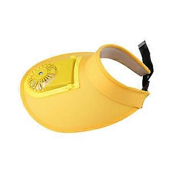 Verão Ventilador Resfriamento Beisebol Cap Unisex Golf Hat Empty Top Fan Cap Respirável Sunning Fan Hat Protetor Solar Cap amarelo Banmo