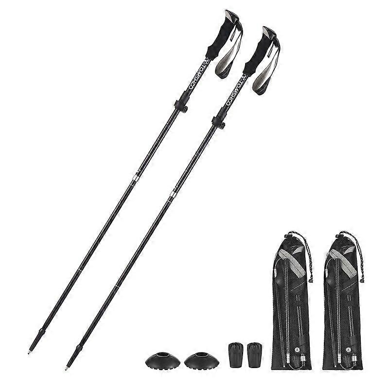 Tomshoo 2pcs Climbing Sticks Trekking Pole Lightweight Collapsible Trekking Pole Five-fold Walking Stick for Hiking Backpacking Canes & Walking Sticks
