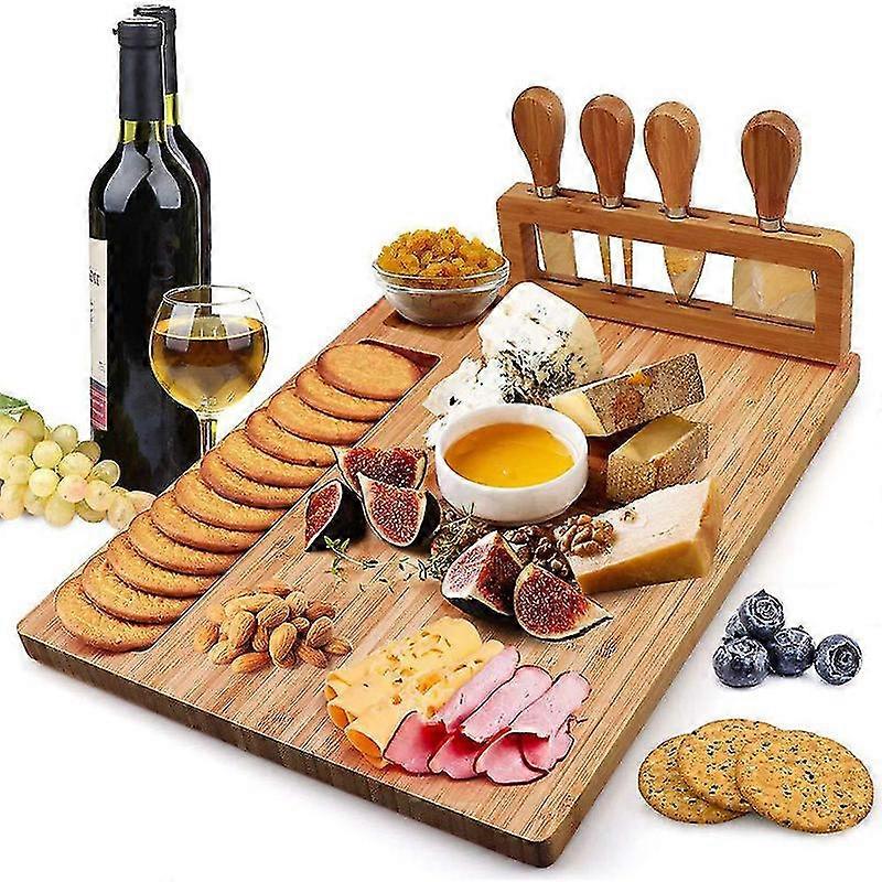 Planche de fromage en bambou Planche à découper Vetable avec ensemble de pièces