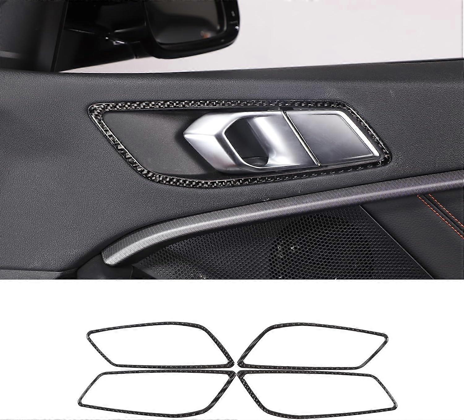 Soft Carbon Fiber Car Inner Door Handle Frame Trim Sticker Compatible with B-M-W 2 Series F44 2020-2024 Auto Accessories (Black)