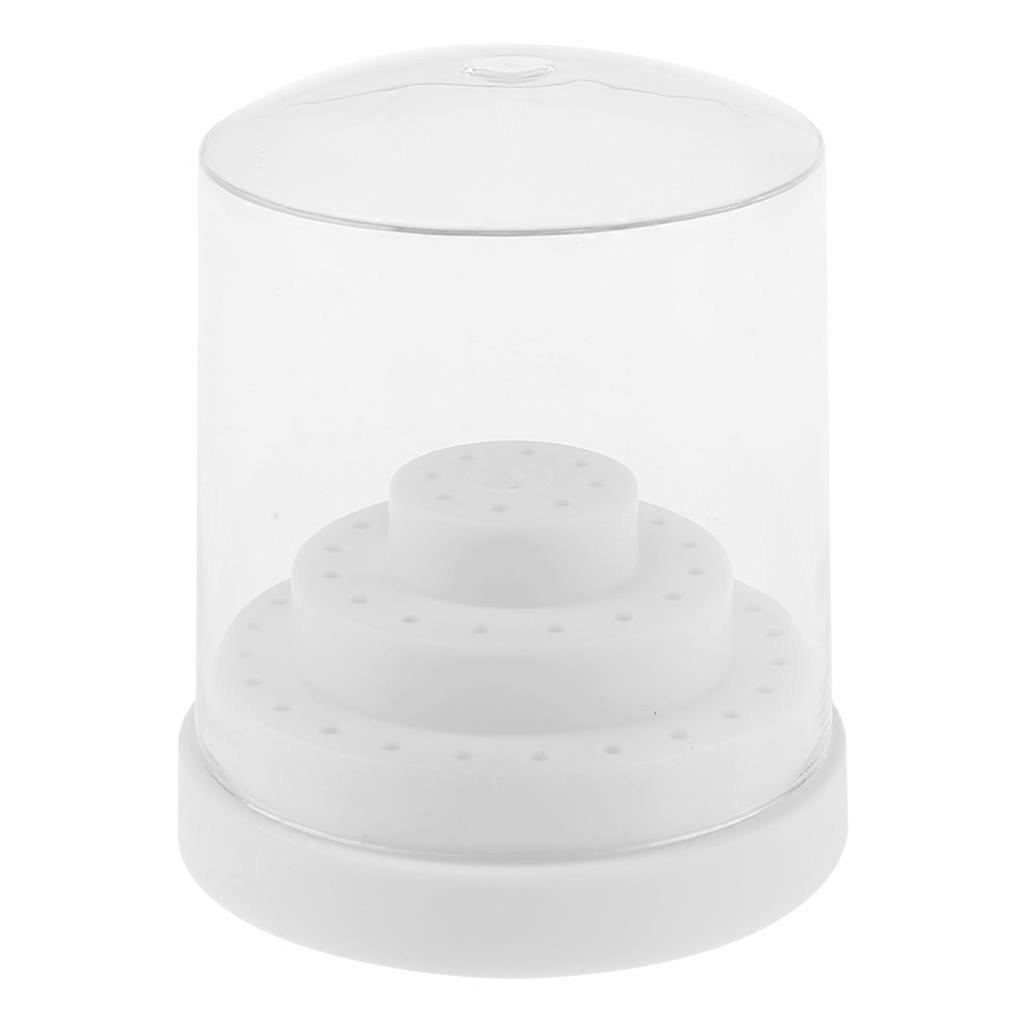 48 Holes Nail Drill Bit Display Holder Standing with Cover Manicure Container St