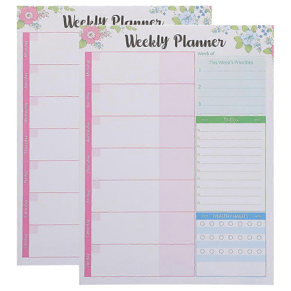 2Pcs Weekly Planner Notepad Planner Notebook Tear off Notepad Memo Notepad To Do List Notepad
