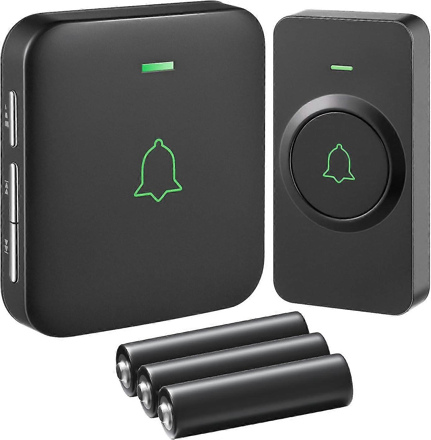 جرس الباب اللاسلكي AVANTEK ، جرس الباب WA-11 المقاوم للماء الذي يعمل بالبطارية يعمل على ارتفاع 1000 قدم ، مجموعة رنين الباب المحمولة مع 52 لحنا ، 5 Volum