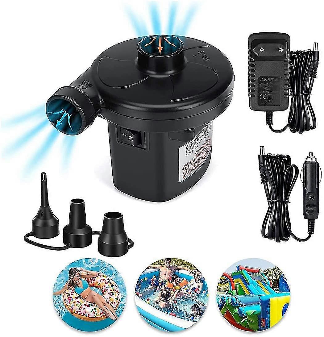 电动气泵放气机 2 合 1, 带 3 个喷嘴的充气机, 桨泵 AC 220V-240V/12V 电动桨池, 桨泵 气床泵