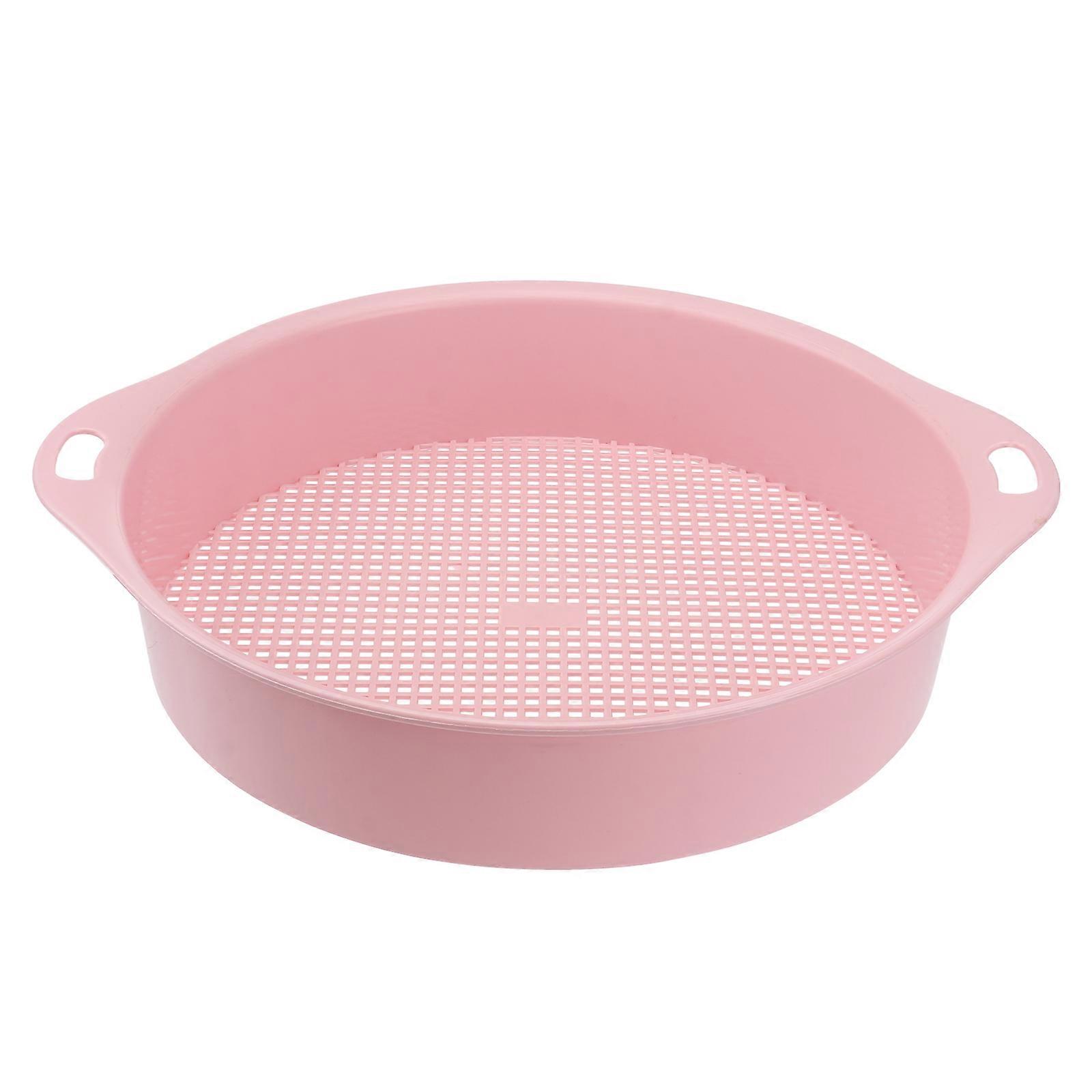 Plastic Garden Sieve Riddle Green for Composy Soil Stone Mesh Gardening Tool with Handle (Pink)