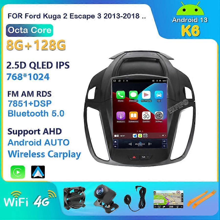 10.4 "Tesla Screen Car Radio Pour Ford Kuga C-max Escape 2013-2015-2018 Android 13 Headunit Car GPS Auto Radio Navigation Player