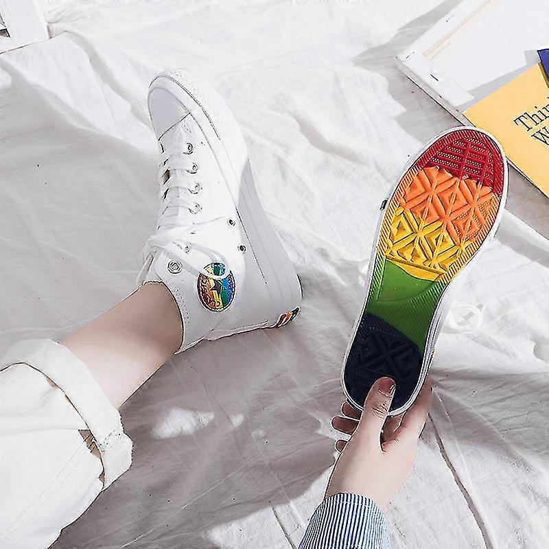 2023 Dames Mode Vulcanisée Chaussures Femmes Baskets Nouveau Arc-en-ciel Retro Flat Canvas Chaussures Confortables Mode Haute Chaussures