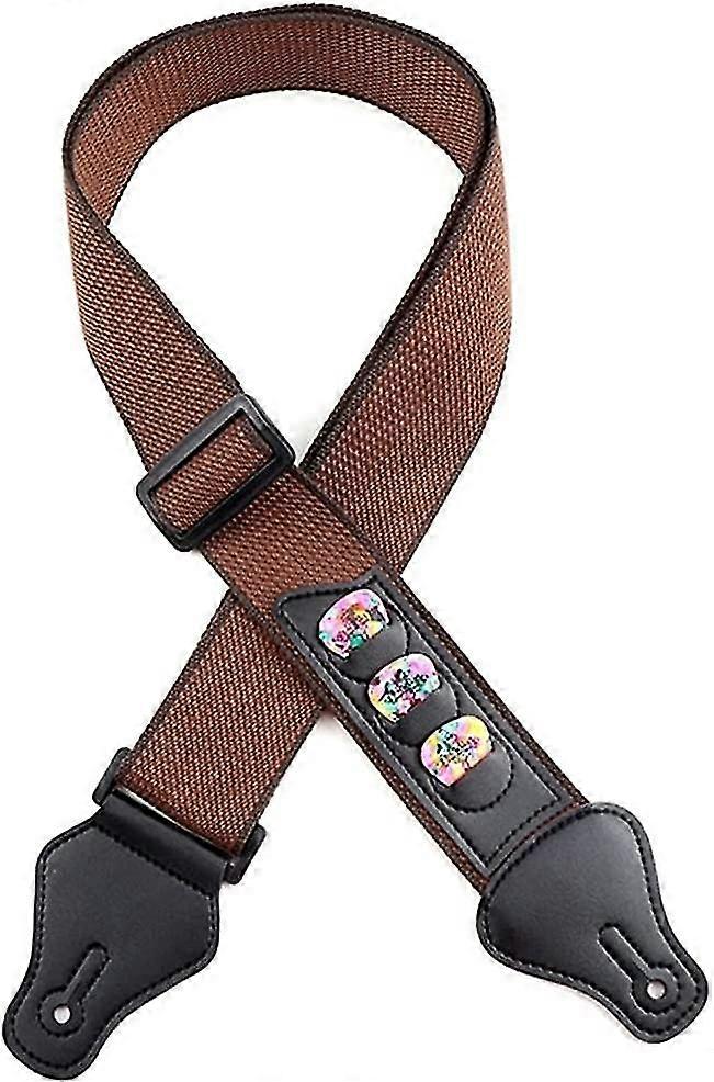Guitar Strap,bass Strap Cotton Leather 5cm Width And Adjustable Length From 95cm