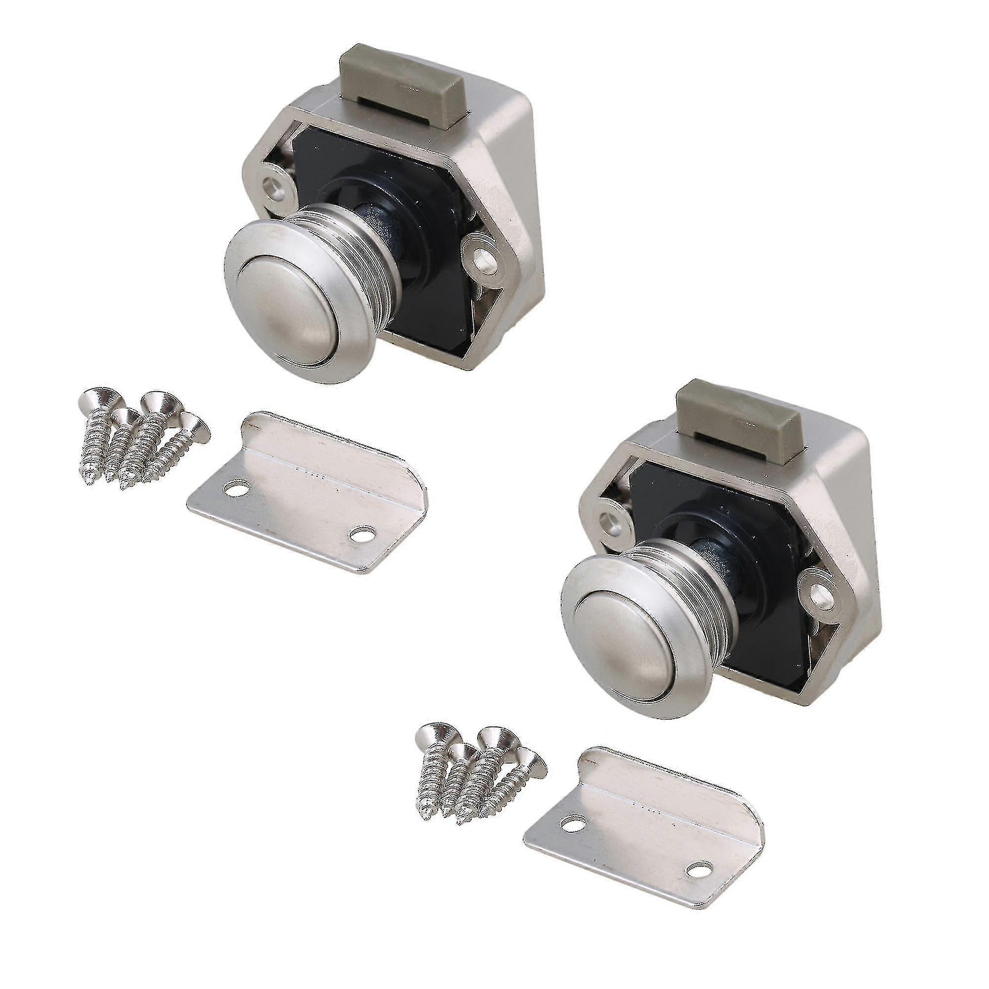 2 X Rv Push Button Latch Locks Catch Door Knobs For Caravan Cupboard