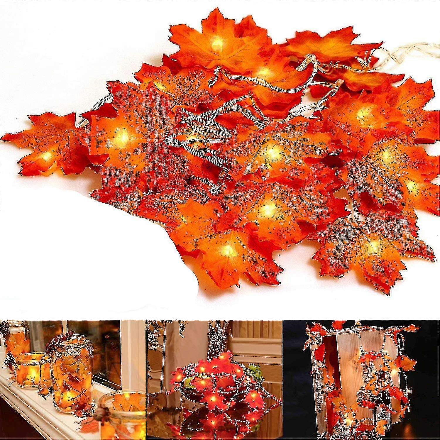 Maple Leaves String Lights, Fall Garland Decoration Lights, Led Maple Leaves Fall Garland String Light Decor Halloween