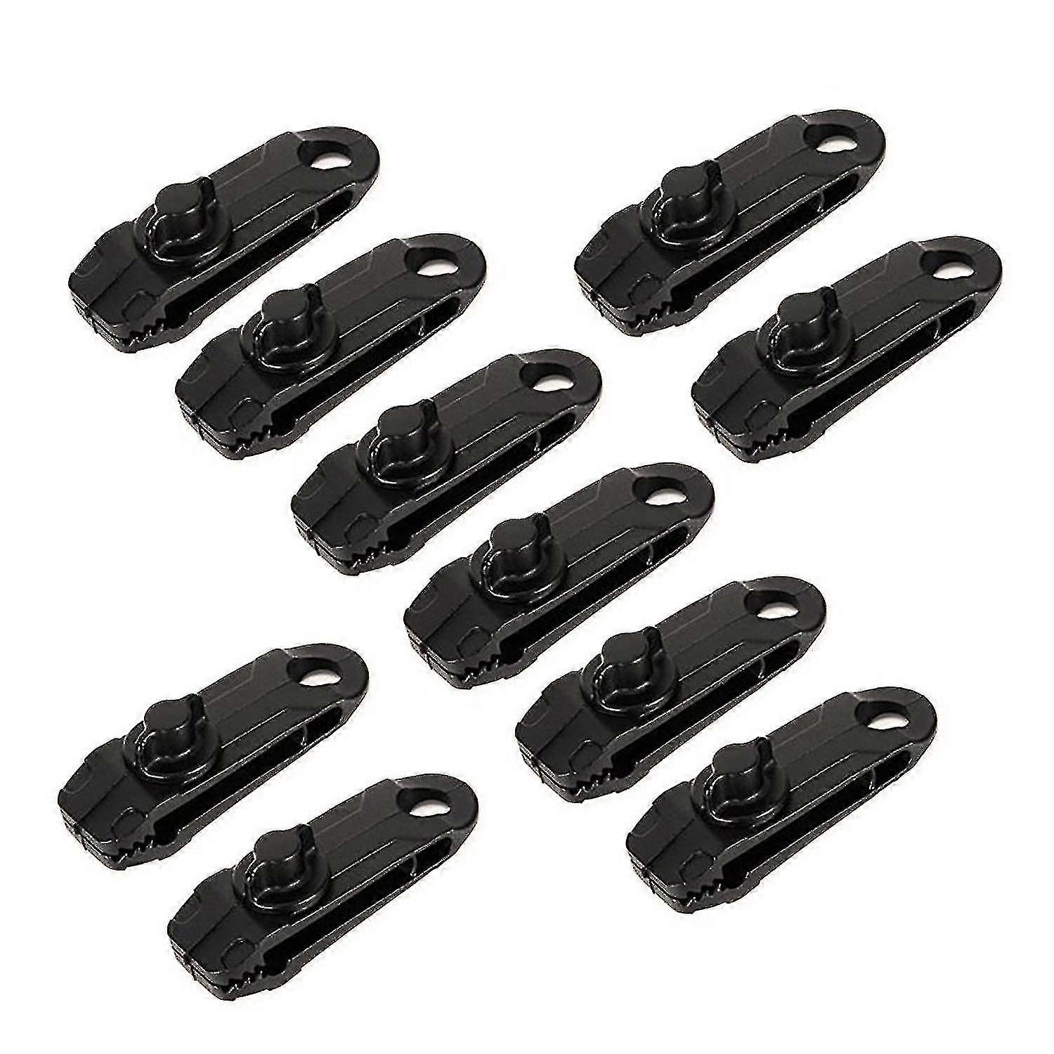 10x Clamps For Tarpaulins, Awnings And Tents - Black