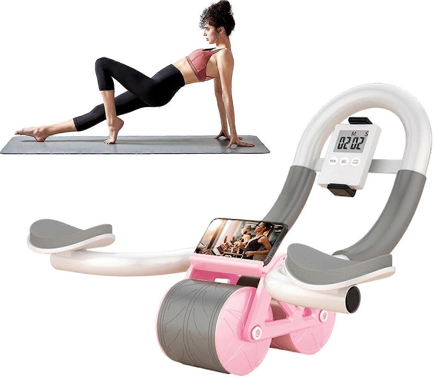Ab Roller, Auto Rebound Wheel Core Abs Exercise Roller, Abdomina Practice Equipment with Elbow Support, for Arms Back Abdomen Shoulders Strenght Enhan