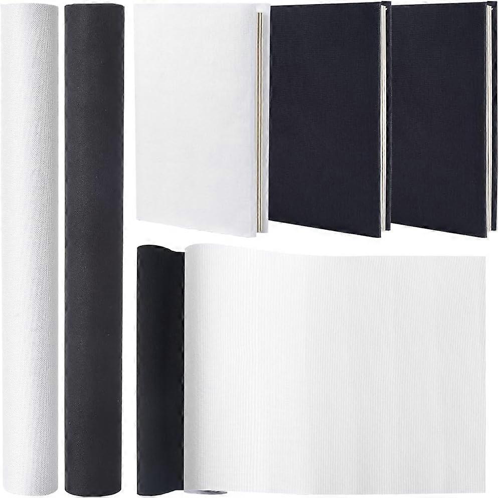 51 x 11.8 2 Rolls Linen Book Cloth Black White for Book A4-A8 Binding Fabric Surface Paper Backed Bookcover Books Album Scrapbooking Archival DIY Cove