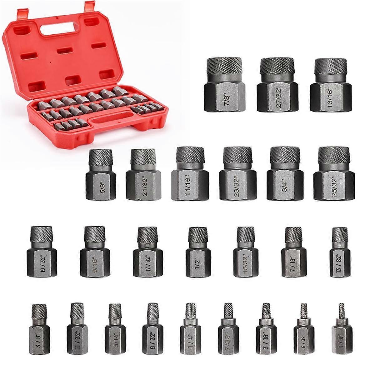 25Pcs Screw Extractor Set Hex Multi-Spline Easy Out Bolt Extractor Set, Heavy Duty Metric EZ Out Ro