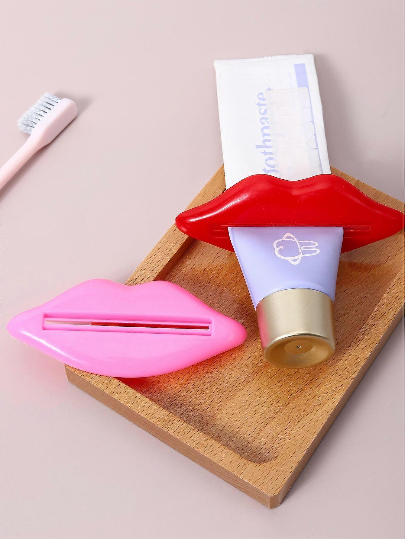 2pcs/4pcs Cartoon Red Lips Toothpaste Squeezer, Multifunctional Slouchy Lip-Shaped Toothpaste Tube Roller, Pink And Red Colors