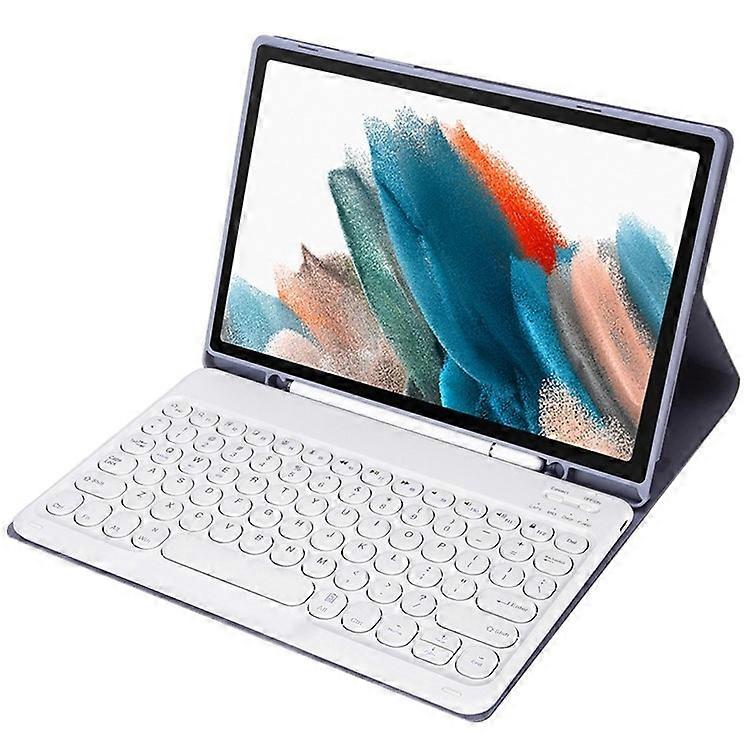 YA08B Compatible For Samsung Galaxy Tab A8 10.5 (2021) X205/X200 Candy Color PU Leather Bluetooth Keyboard Cover Shell Set with Pe