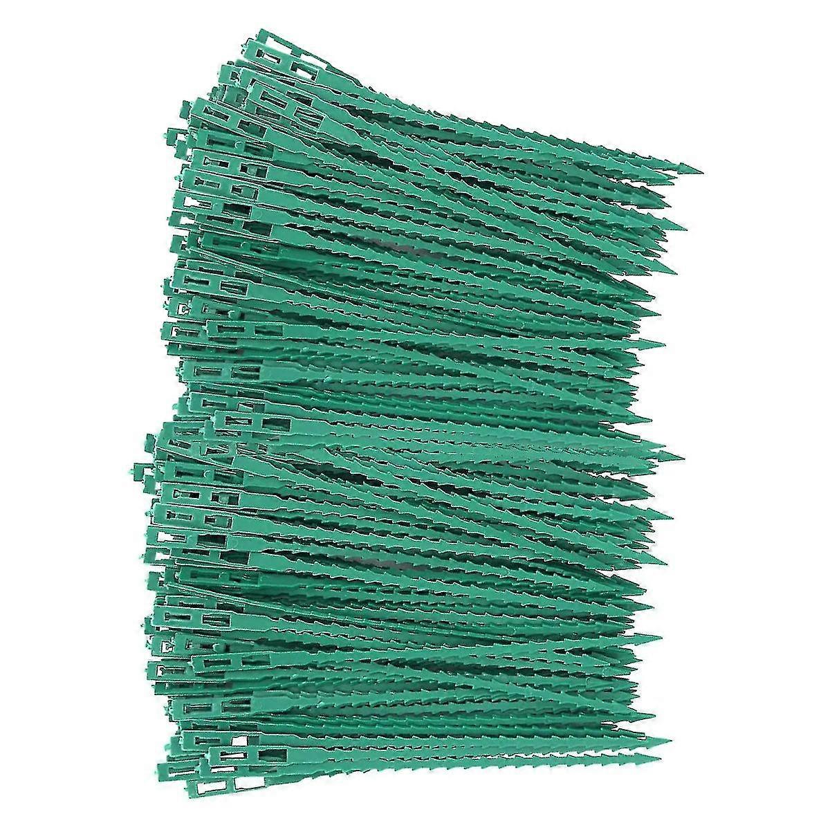 トマト切り株ラック切り株調節可能な植物タイとサポートケーブルクリップDIY用プラスチックタイ(5パック、100、緑)