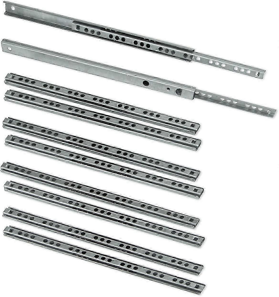 Pack of 5 Pairs (10 Pieces) Slides/Ball Slides Extract Part 17mm x 278mm for Drawer, Zinc Plated