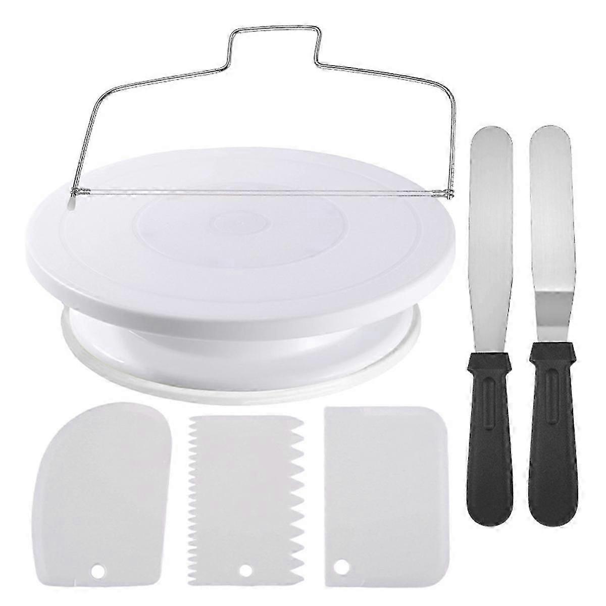 7-Piece Cake Making Tool Kit, Cake Turntable Combination Spatula Baking Tool Set