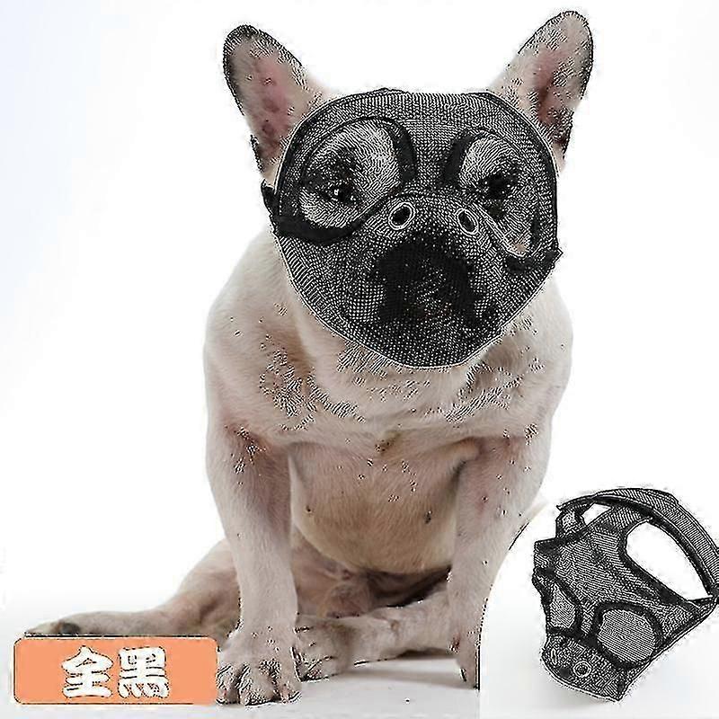 Short Snout Dog Muzzles,bulldog Muzzle Adjustable Breathable Mesh Dog Muzzle For Briting Chewing