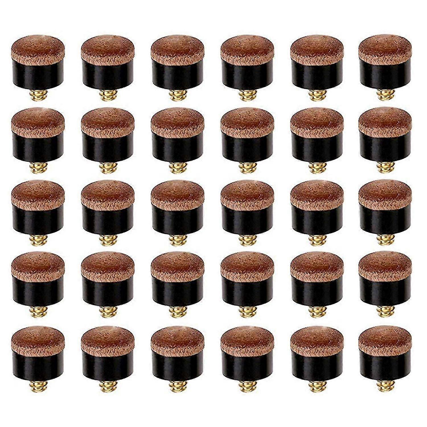 30 Pcs Billiard Pool Cue Stick Screw-on Tips 12mm Replacement Billiard Cue Tips For Pool Cues And S