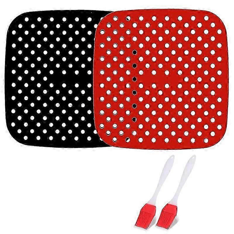 Wiederverwendbare Heißluftfritteusen-Liner, [ 2er-Pack ] 8,5-Zoll, Antihaft-Silikon-Heißluftfritteuse-Korbmatten Heißluftfritteuse-Zubehör