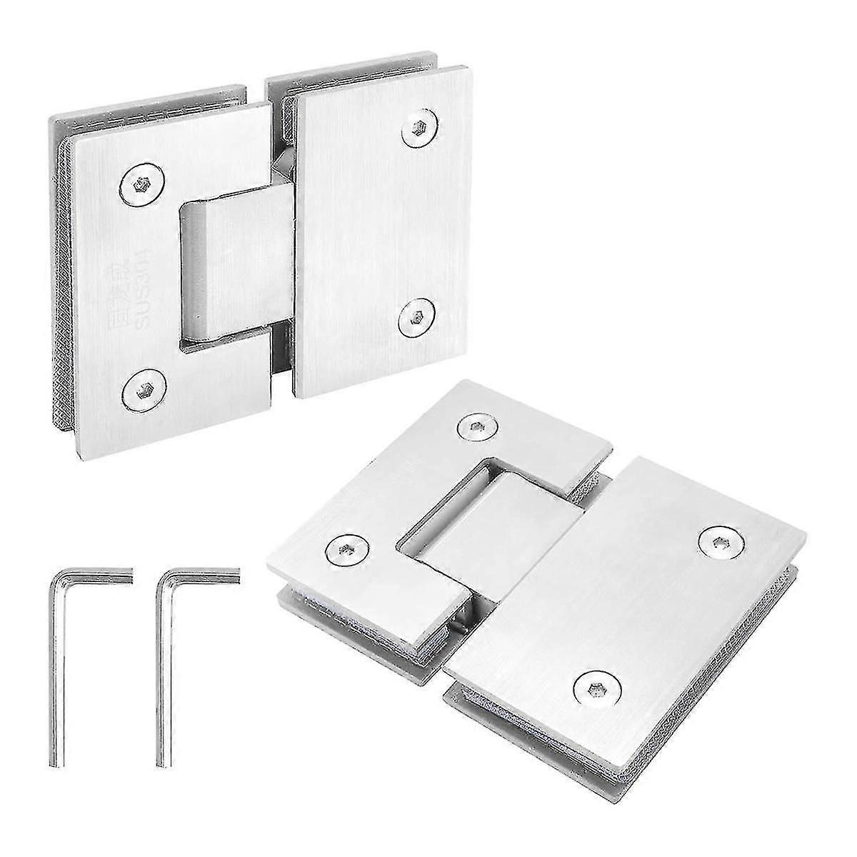 2 حزمة 180 درجة فرملس الزجاج دش الباب مفصلات، نحى النيكل دش الباب يتوقف الثقيلة