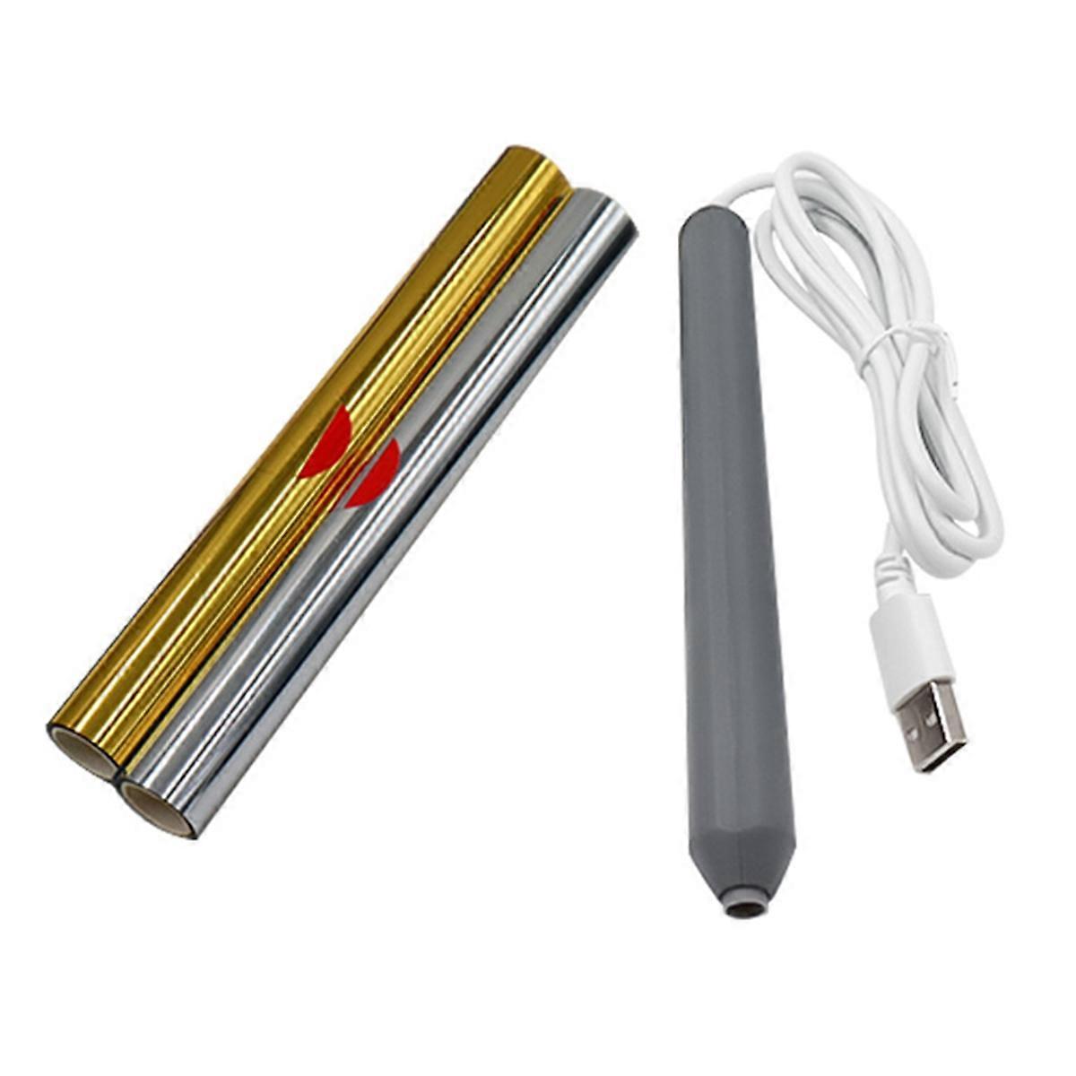USB-Stecker in heiß beheizte Folienstifte Set Wärmefolienstift Gold Folie Heißprägestift mit Spitze Heißfolienrolle Zeichenstift