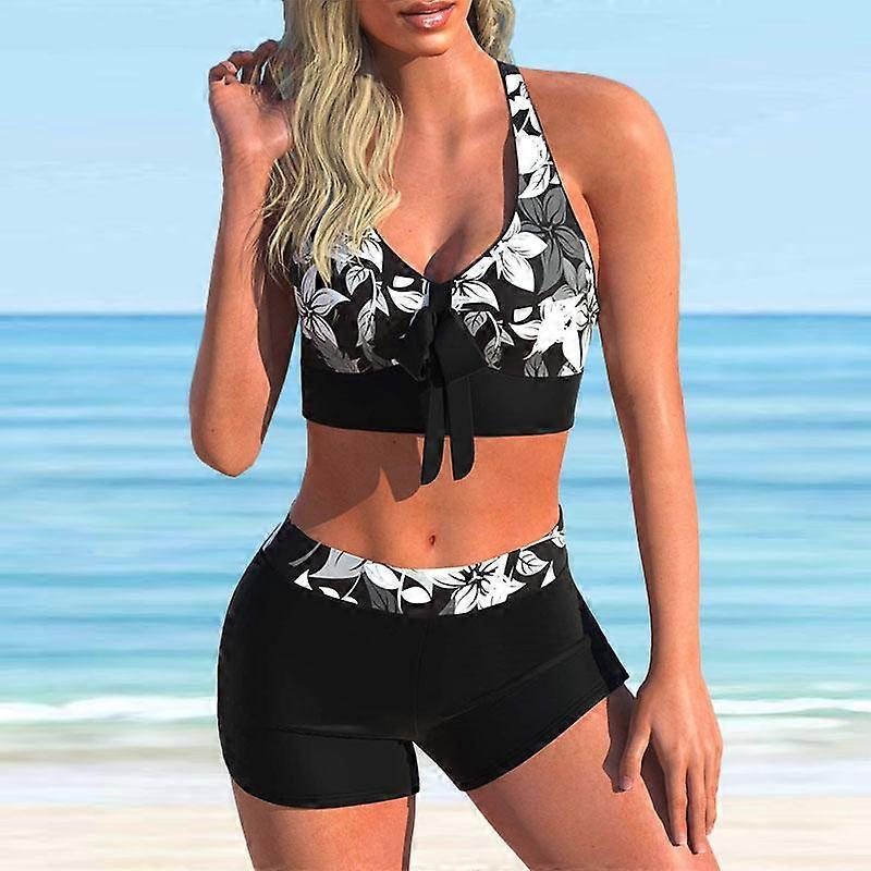 Dame Halterleaf Print Bikini Tankini badedragt